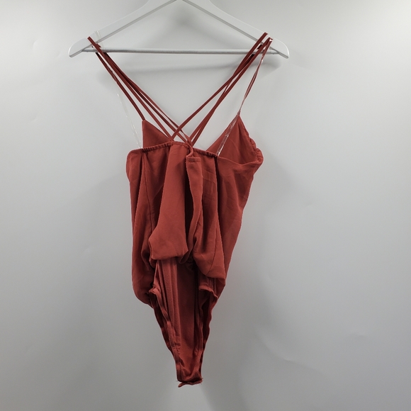 Fashion Nova I'll Take It From Here Cutout Bodysuit Rust Orange - Picture 7 of 9